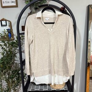 J. Jill Cream V-Neck Sweater for Women size xs